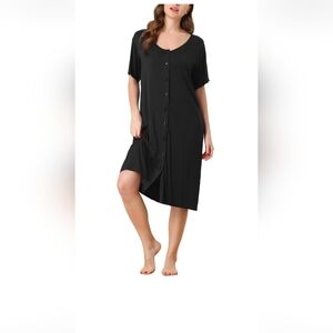 Button-Front Nightgown - Rayon  Comfort Sleep Dress